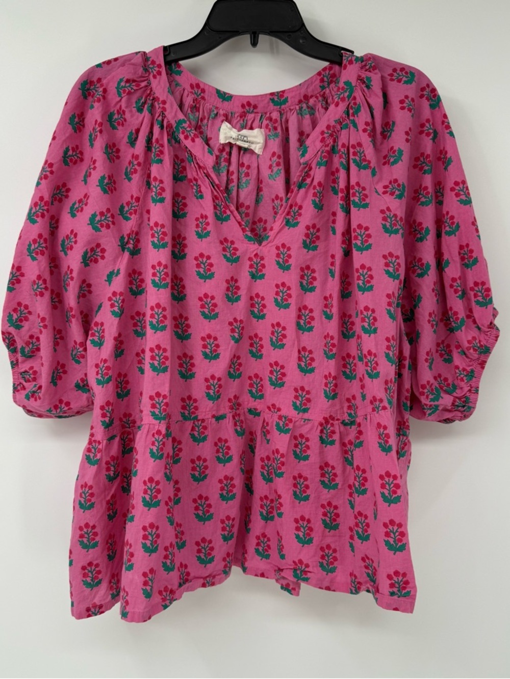 Printfresh Pink Floral Peasant Blouse - Picture 3 of 16